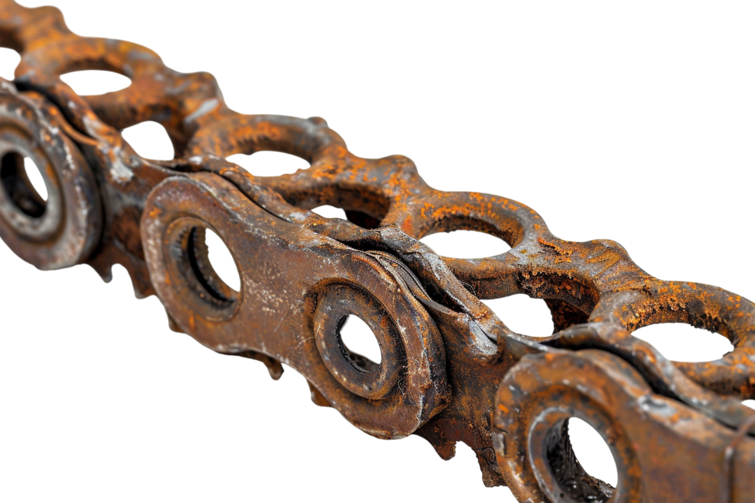 Rusty bicycle chain on transparent background png