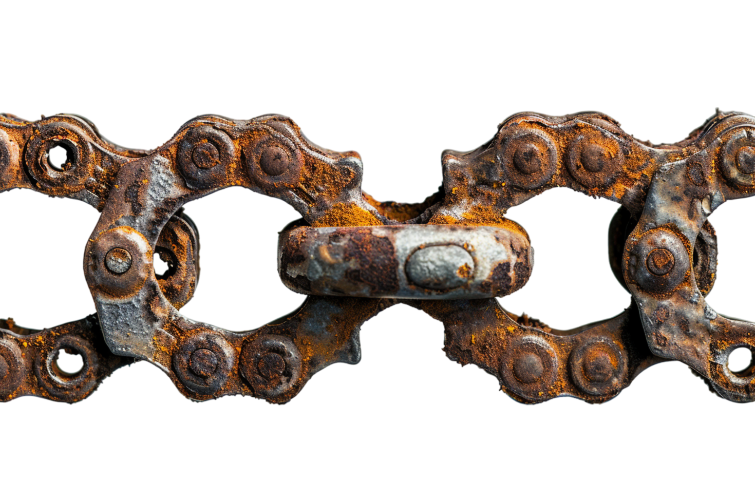 Rusty bicycle chain on transparent background png