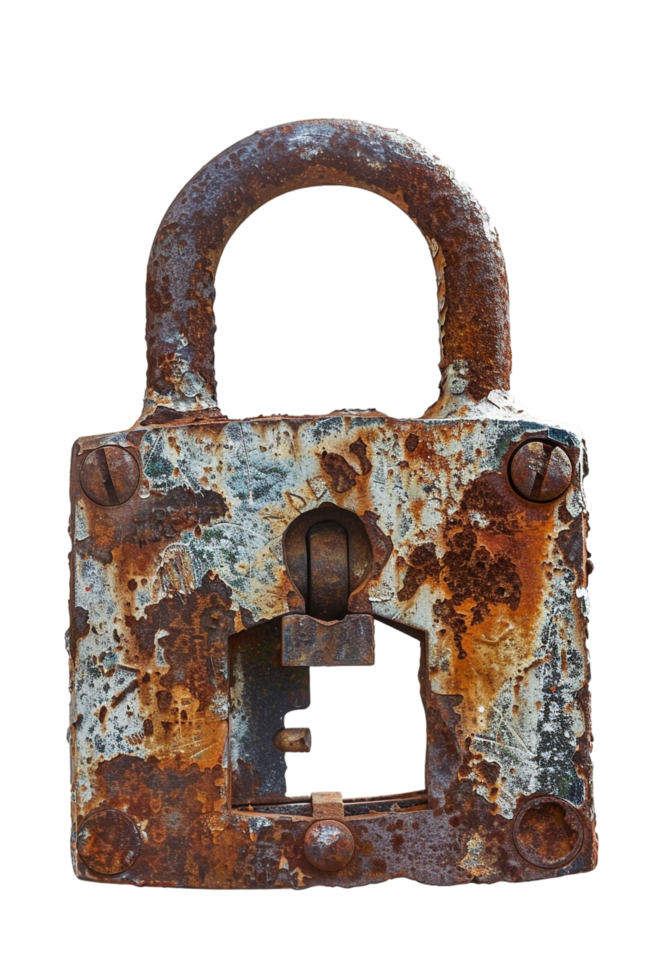 Rusty lock on transparent background png
