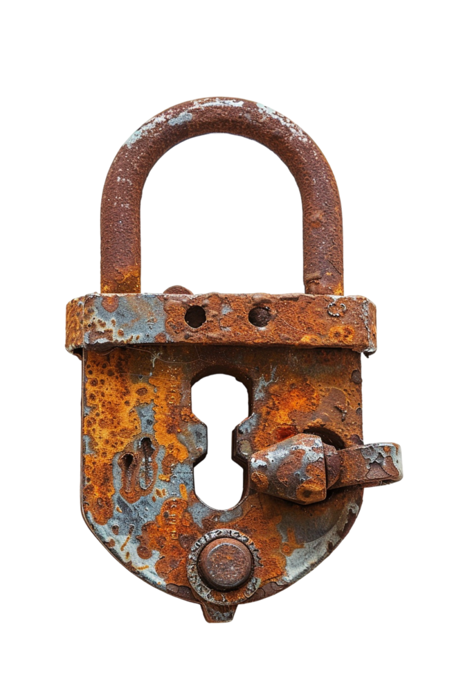 Rusty lock on transparent background png
