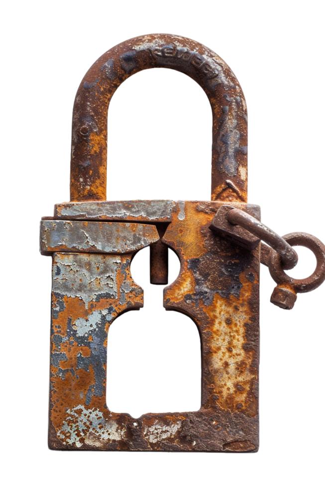 Rusty lock on transparent background png