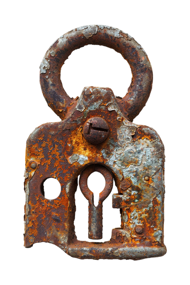 Rusty lock on transparent background png