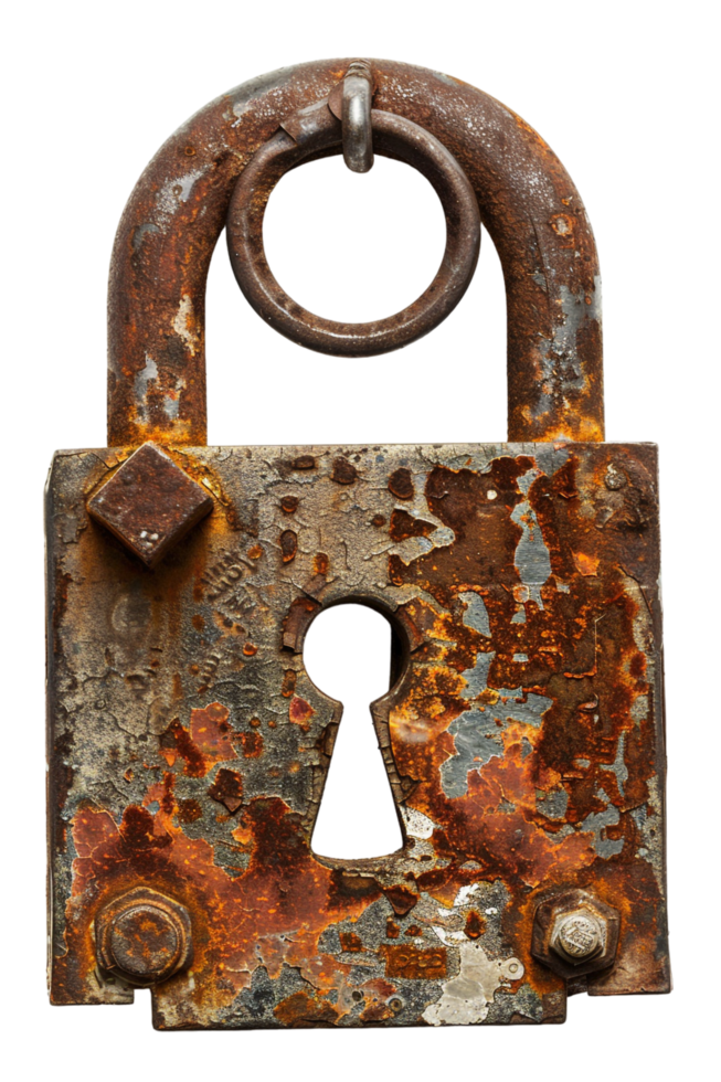 Rusty lock on transparent background png