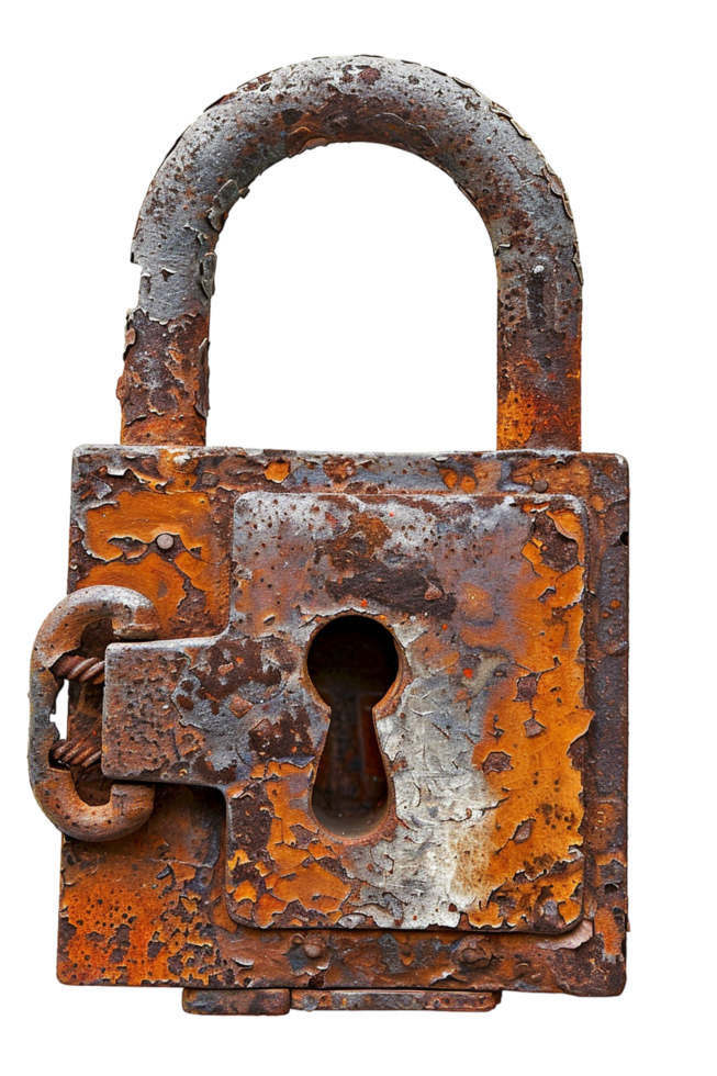 Rusty lock on transparent background png