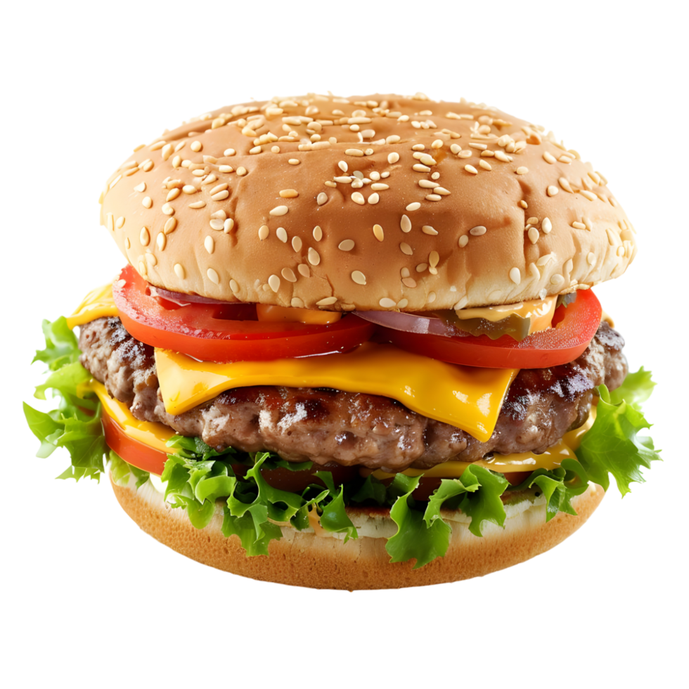 Delicious fast food burger hamburger cheeseburger transparent background png