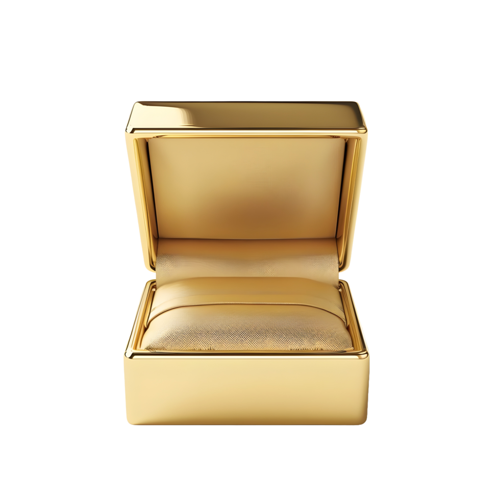3D gold ring box transparent background 8K resolution png