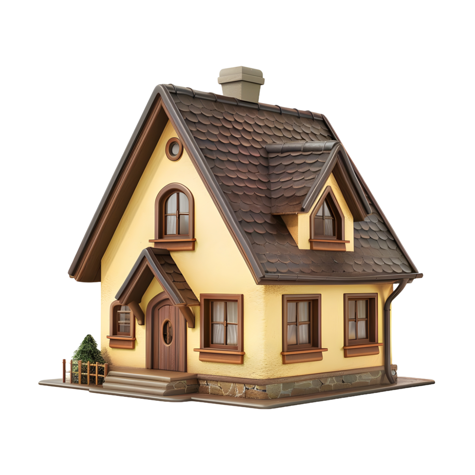 3D house icon on transparent background png