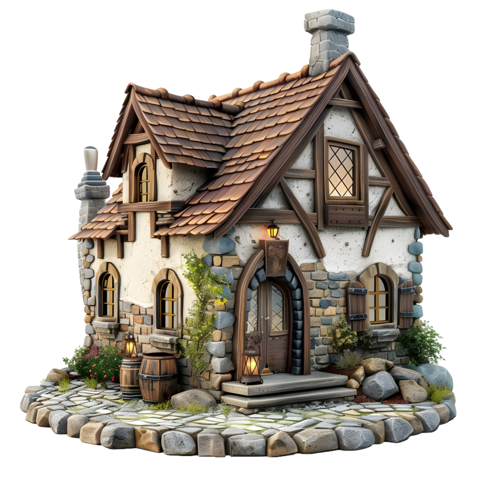 3D house icon on transparent background png