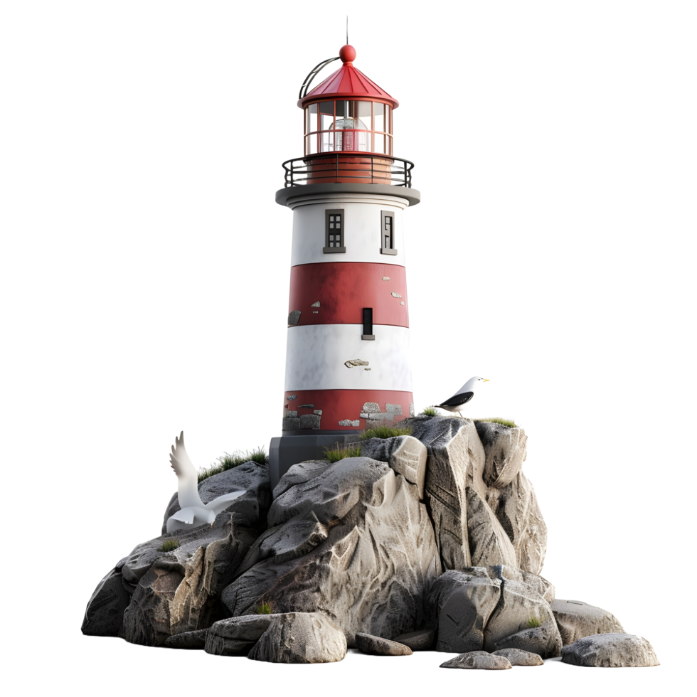 3D illustration of a lighthouse transparent background png