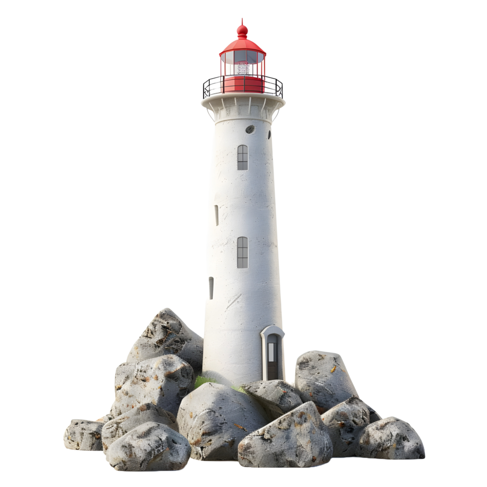 3D illustration of a lighthouse transparent background png