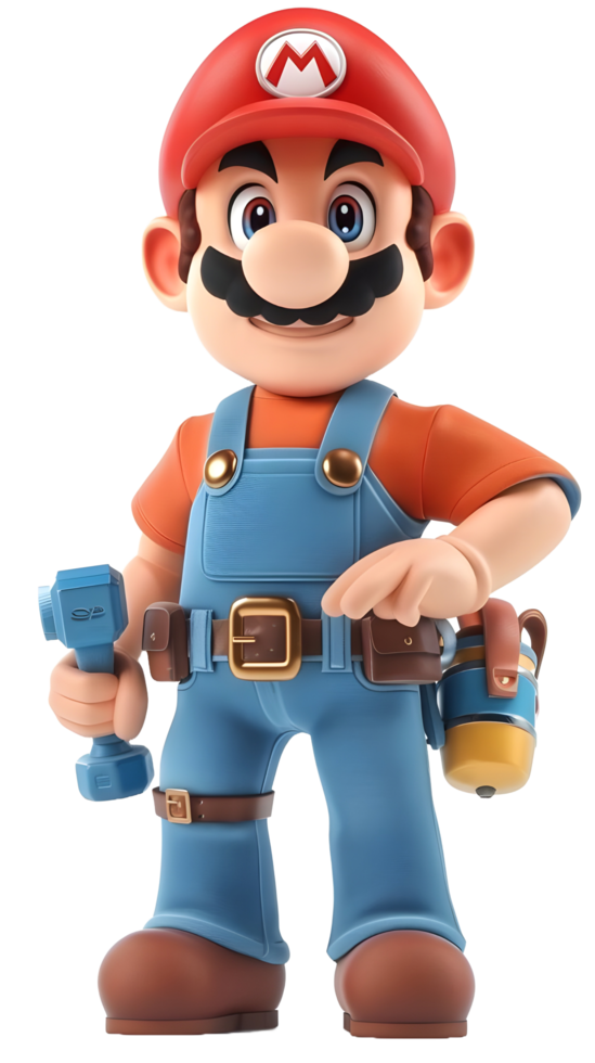 3D model cartoon plumber transparent background png
