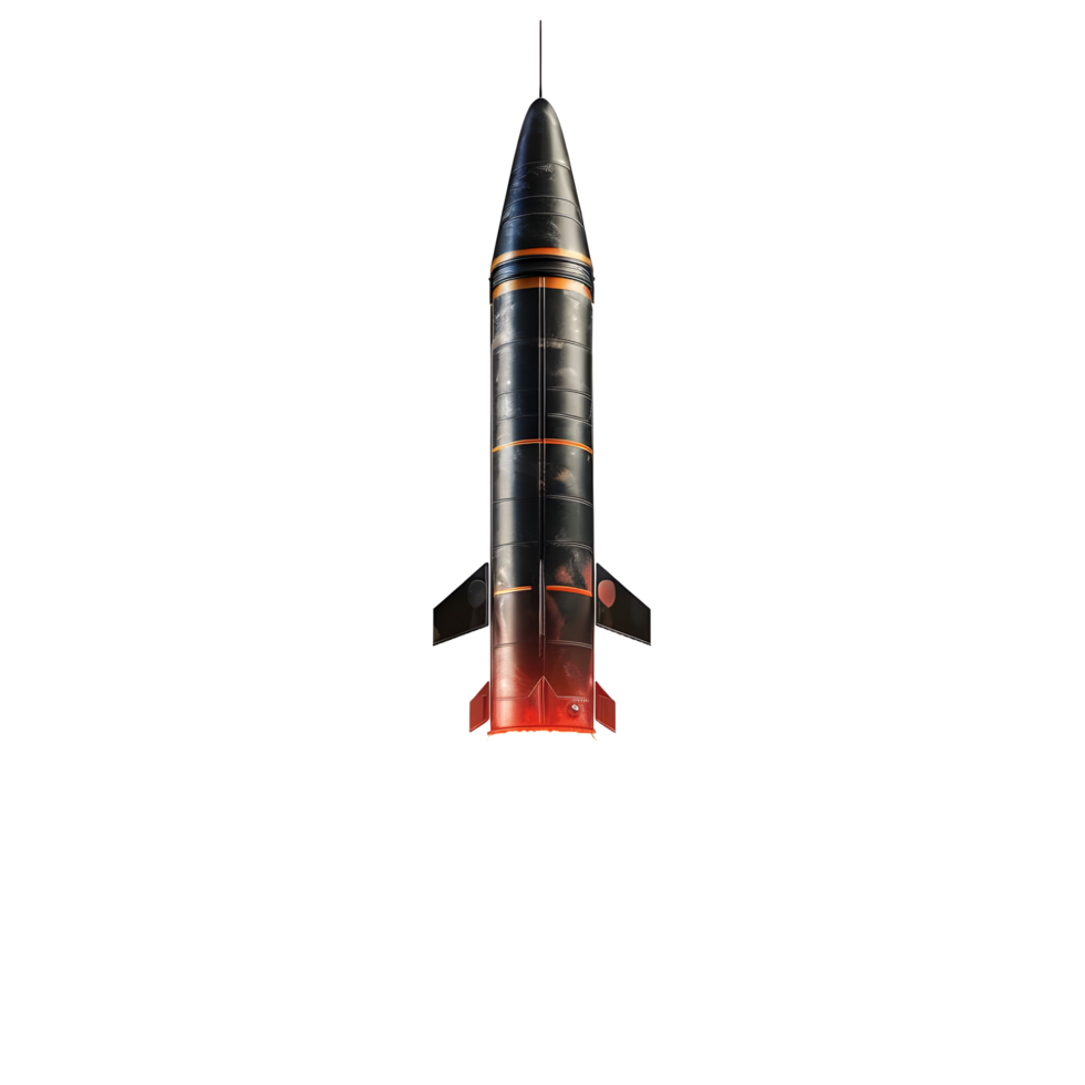 A rocket with a flame effect on the bottom against transparent background png