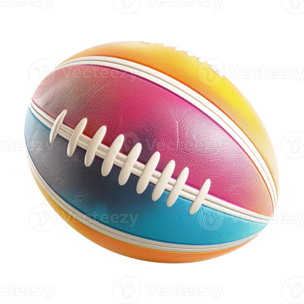 Colorful Rugby Ball on Transparent Background png