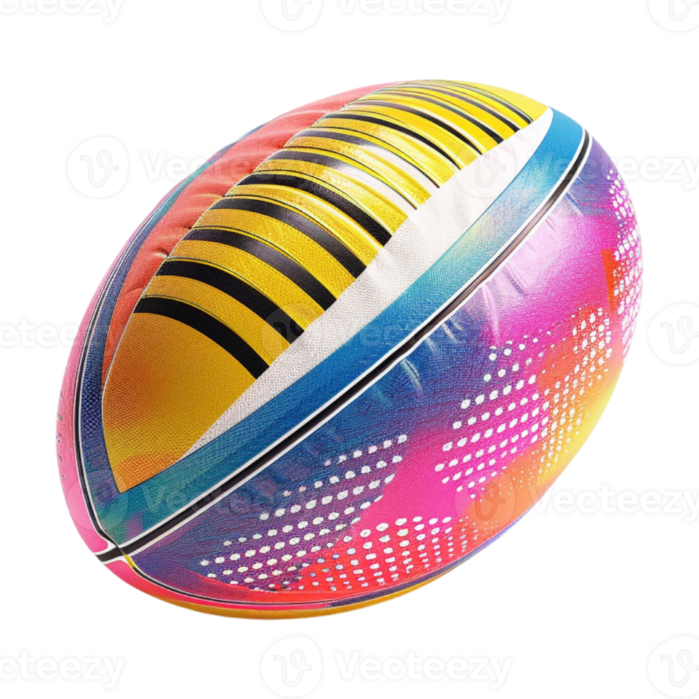 Colorful Rugby Ball on Transparent Background png