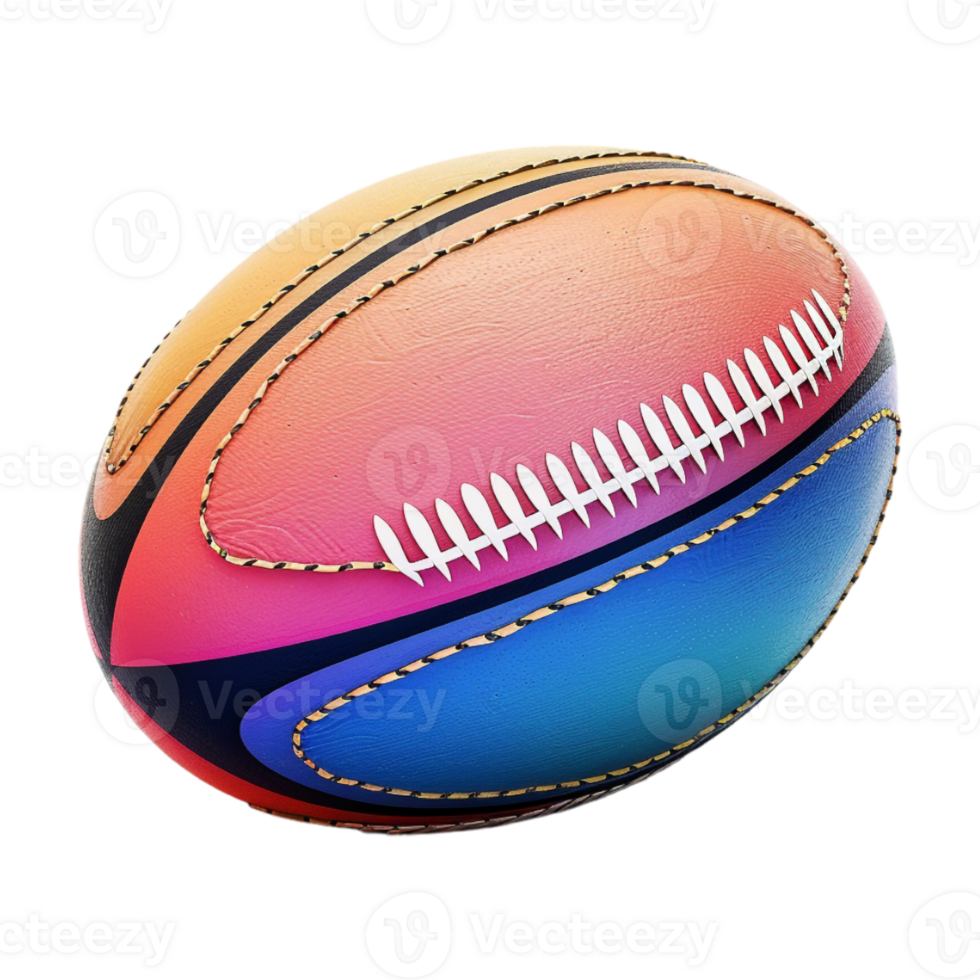 Colorful Rugby Ball on Transparent Background png