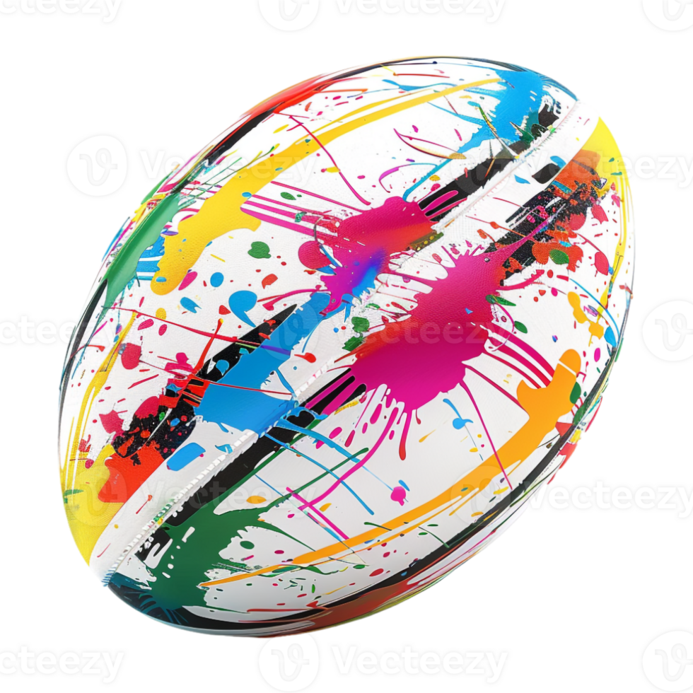 Colorful Rugby Ball on Transparent Background png