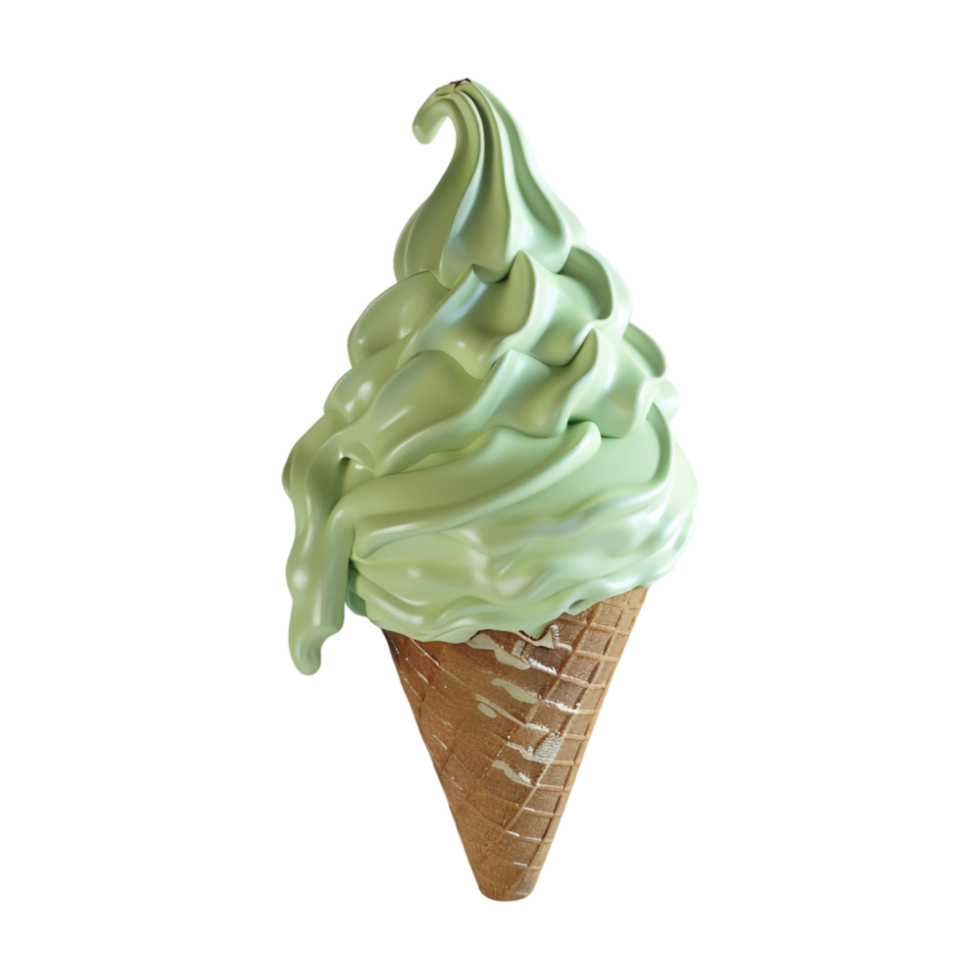 Green Cone Ice Cream on Transparent Background png