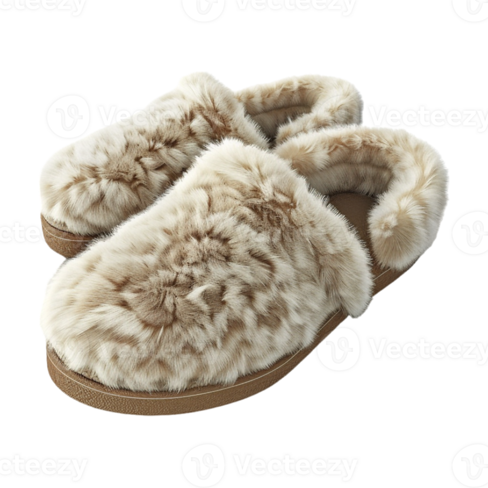 Fluffy Slippers on Transparent Background png