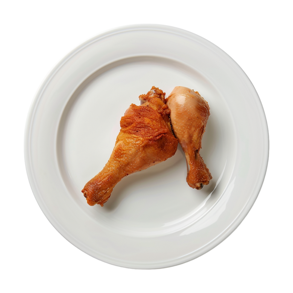 Fired Chicken Leg Pieces in a Plate on Transparent Background png