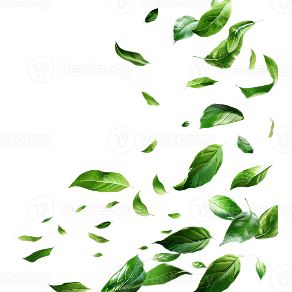 Leaves Flying in Air on Transparent Background png