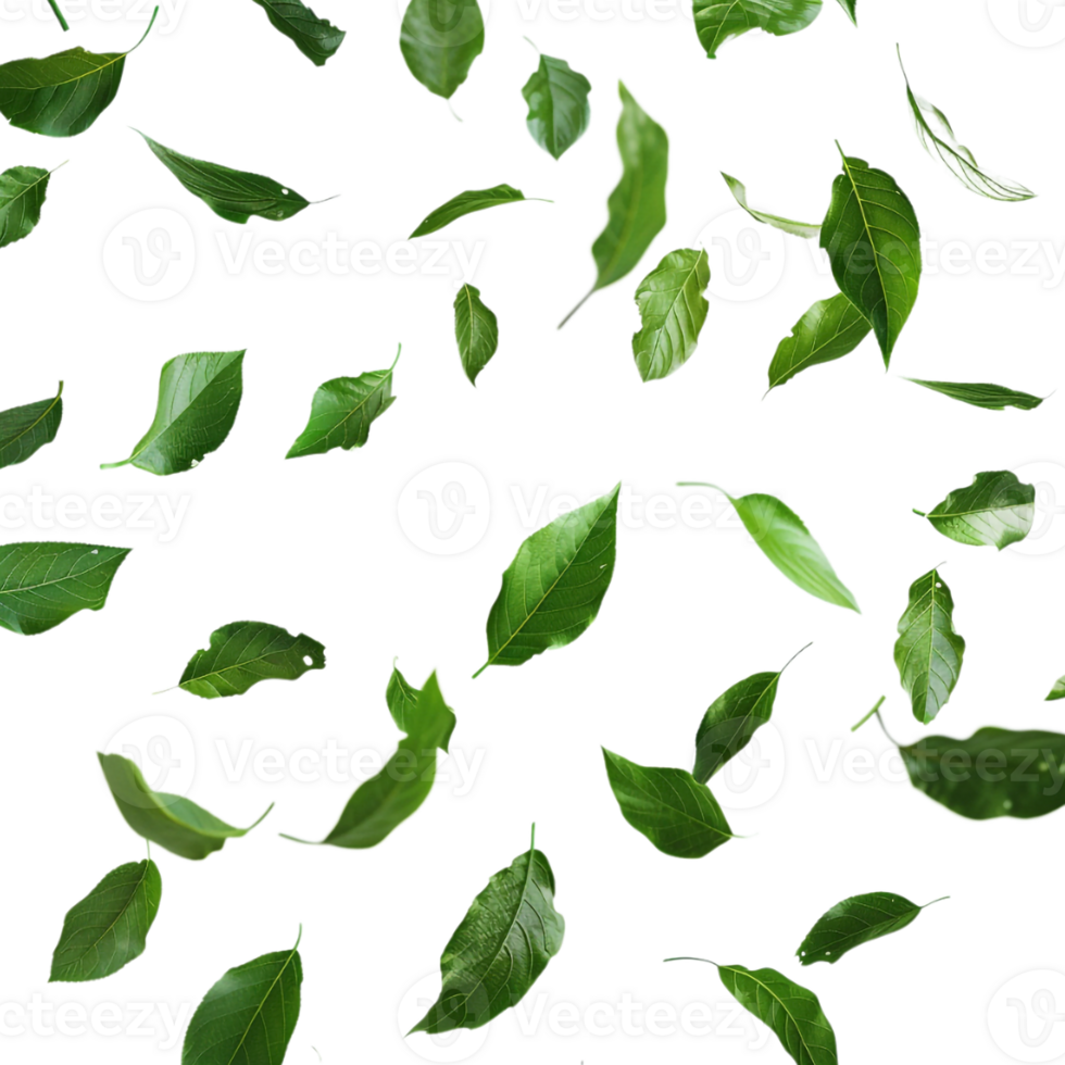 Leaves Flying in Air on Transparent Background png