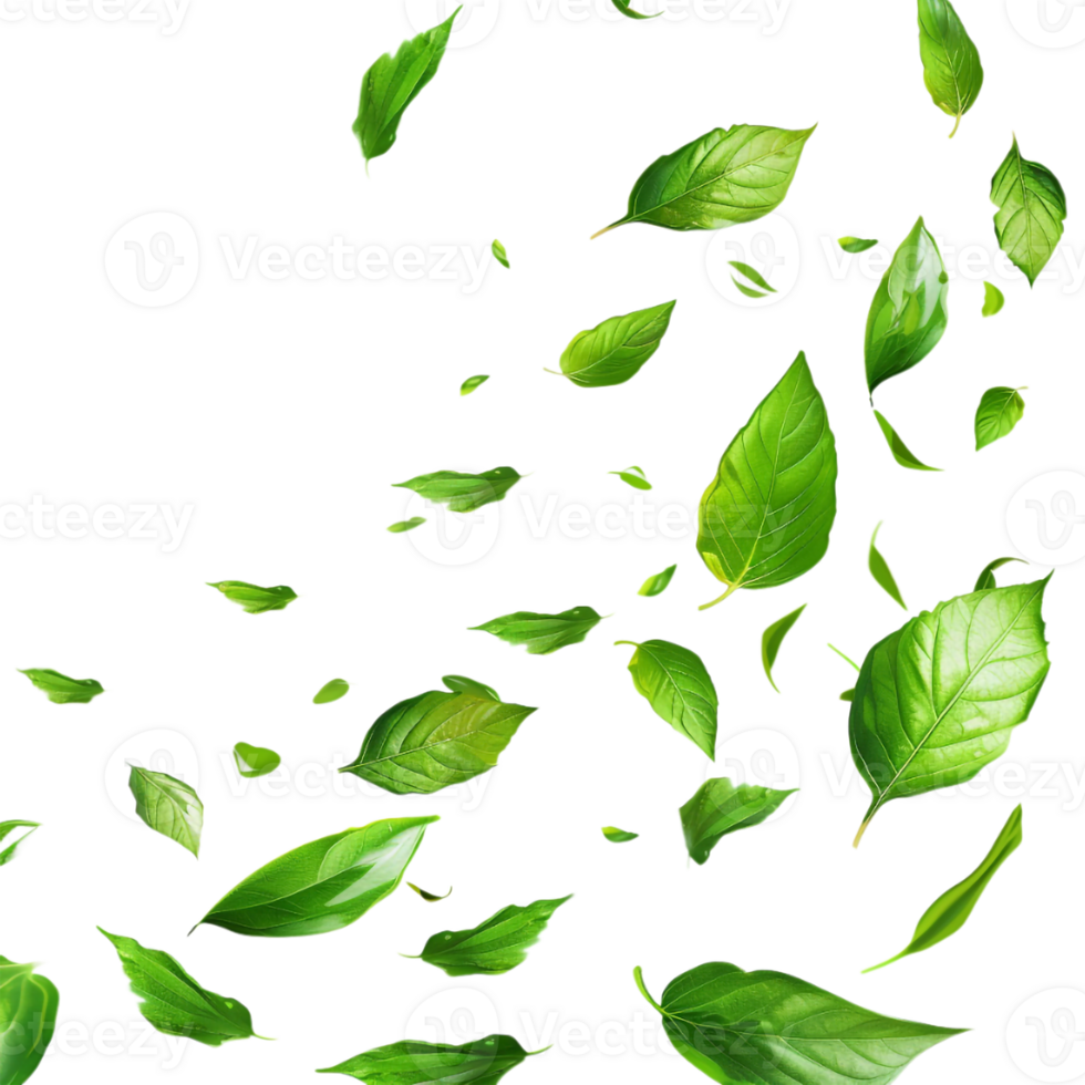 Leaves Flying in Air on Transparent Background png