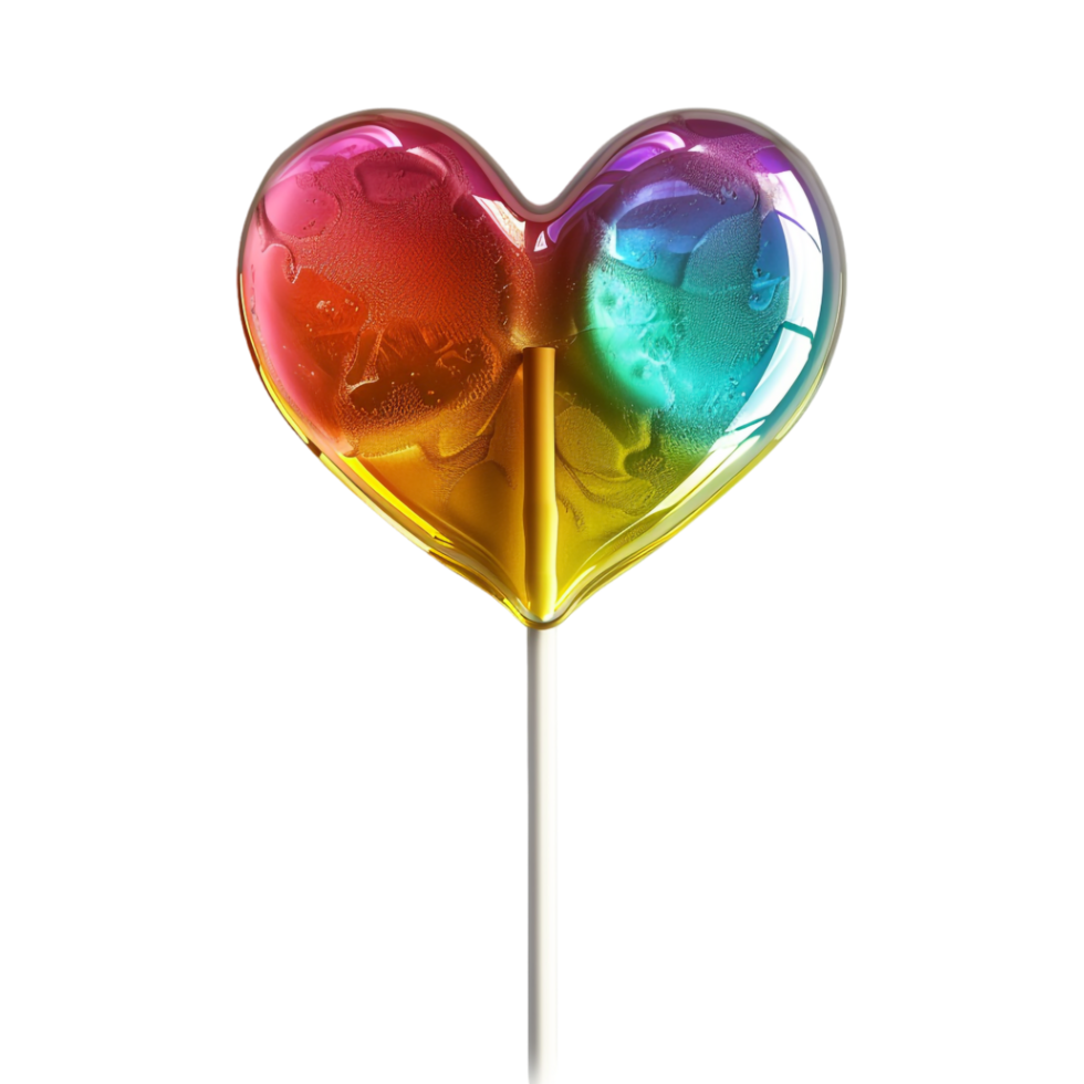Colorful Heart Shape Lollypop on Transparent Background png