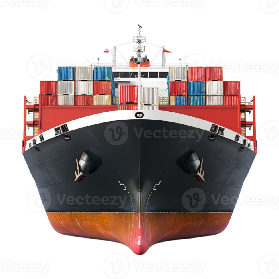 Ship Shipping Container in Sea on Transparent Background png