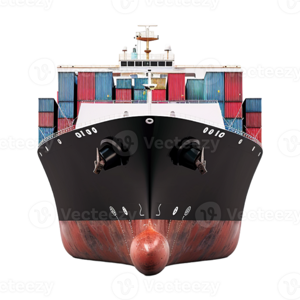 Ship Shipping Container in Sea on Transparent Background png