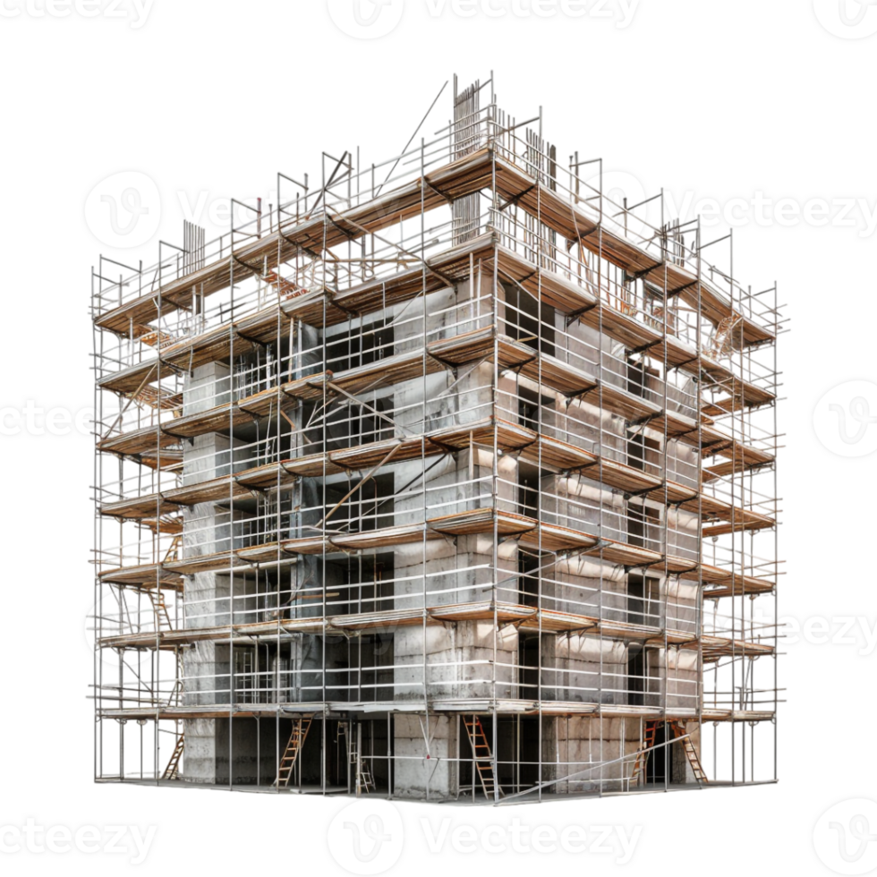 Residential Building Under Construction on Transparent Background png