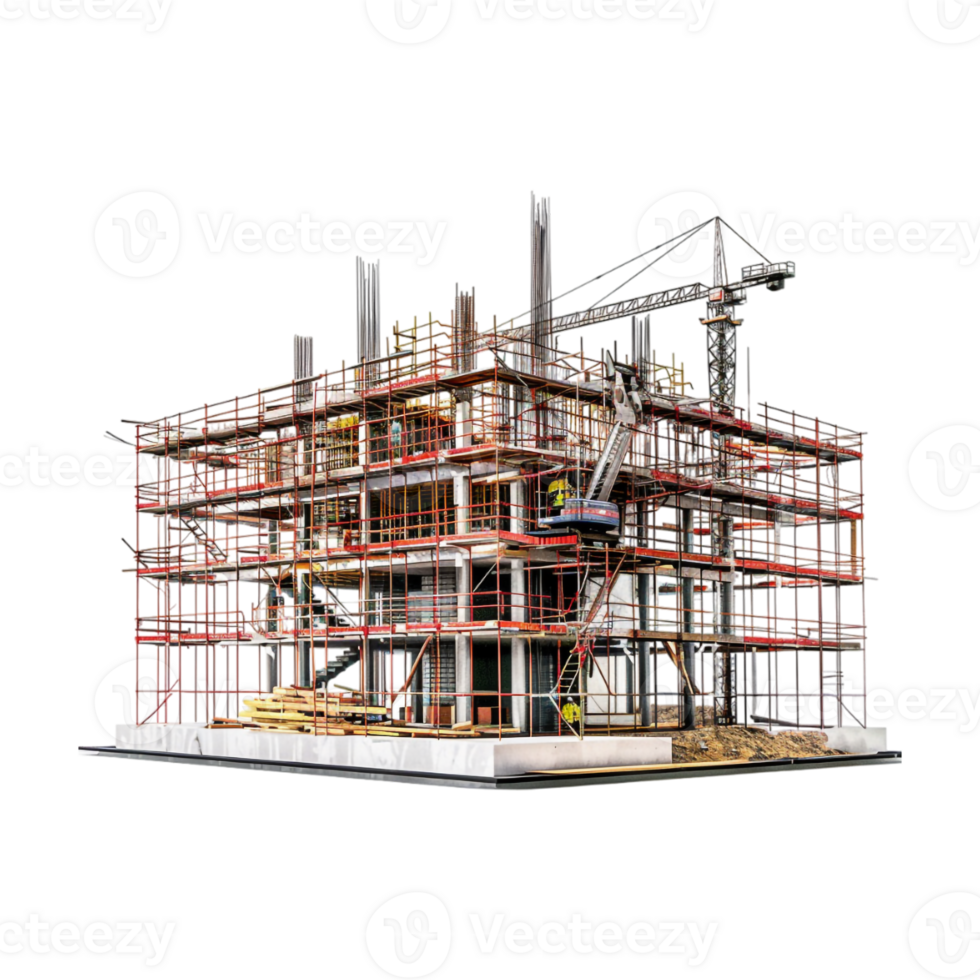 Residential Building Under Construction on Transparent Background png