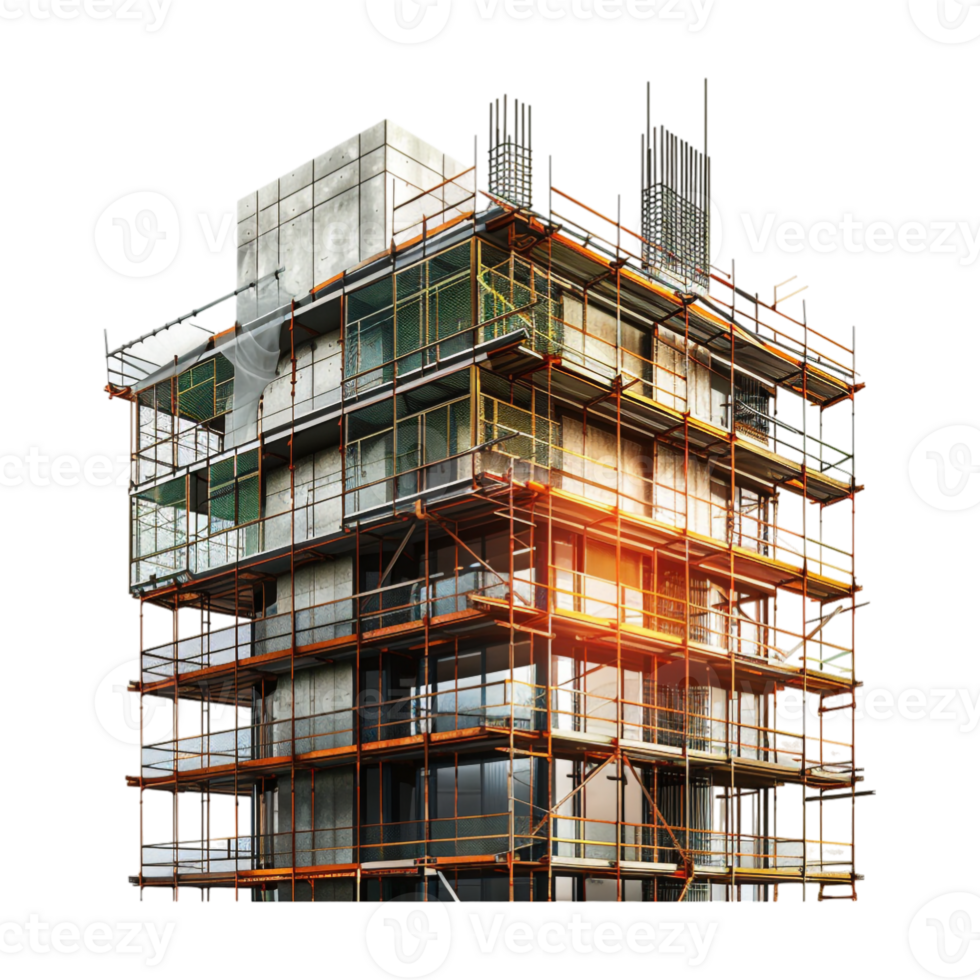 Residential Building Under Construction on Transparent Background png