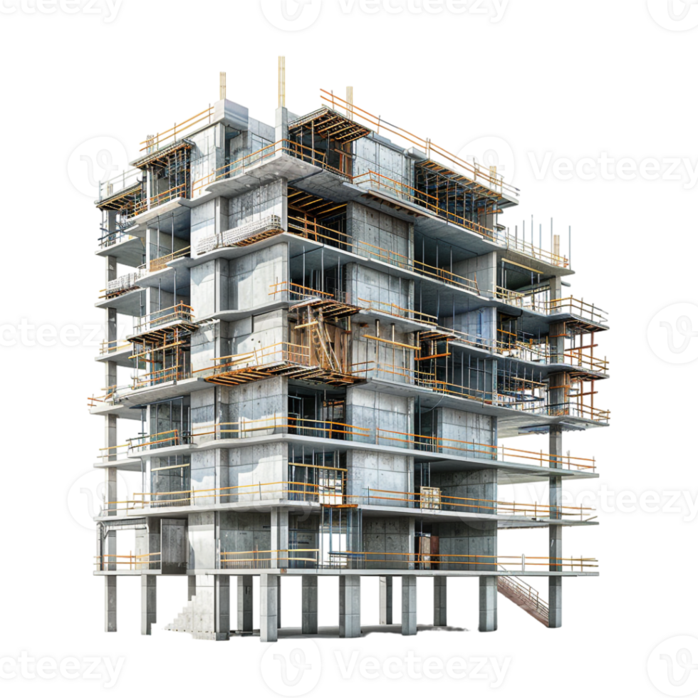 Residential Building Under Construction on Transparent Background png