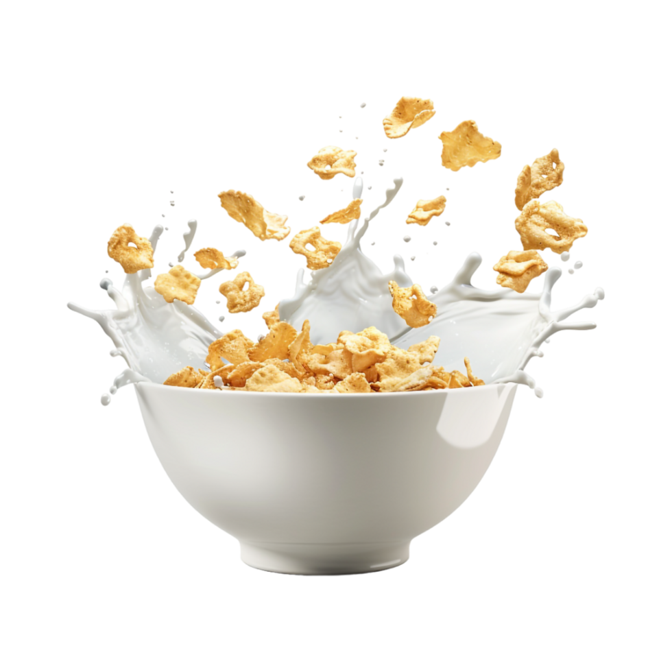 Corn Flakes in a Bowl on Transparent Background png