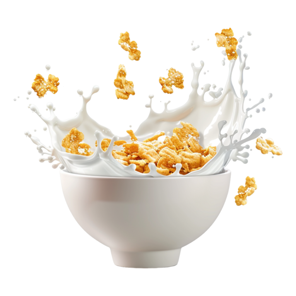 Corn Flakes in a Bowl on Transparent Background png