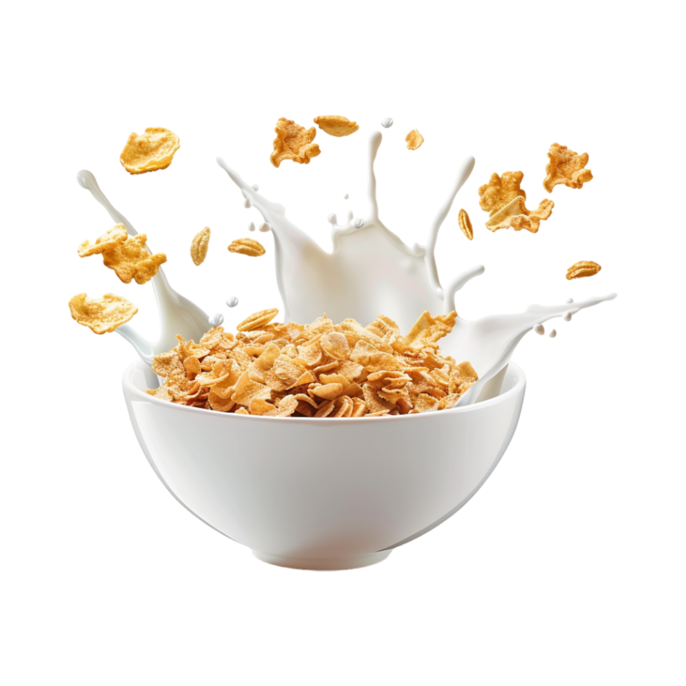 Corn Flakes in a Bowl on Transparent Background png