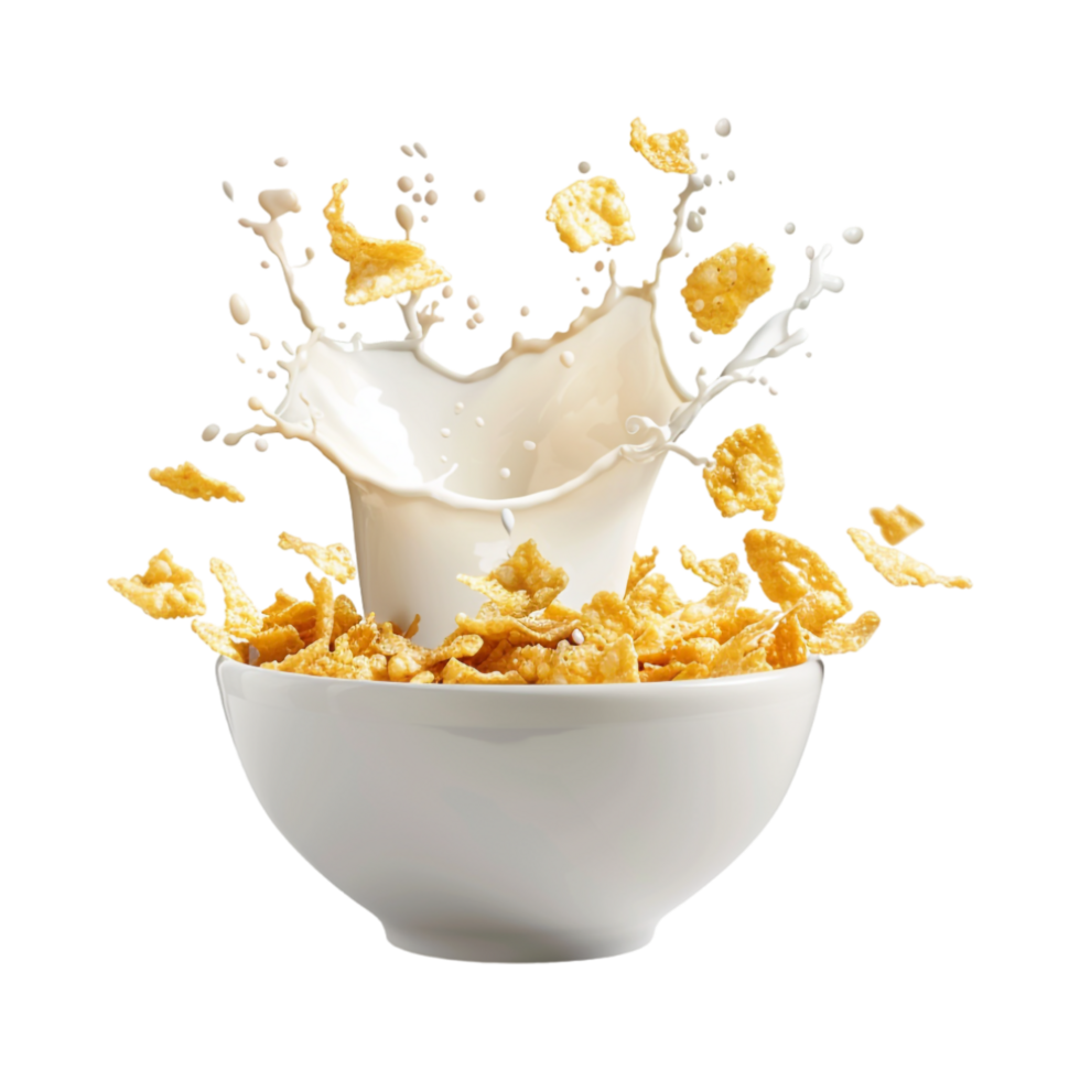 Corn Flakes in a Bowl on Transparent Background png