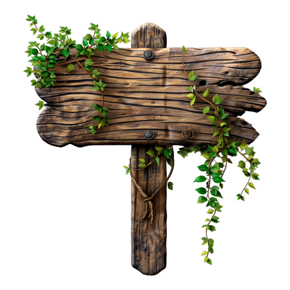 Wooden Sign Board on Transparent Background png