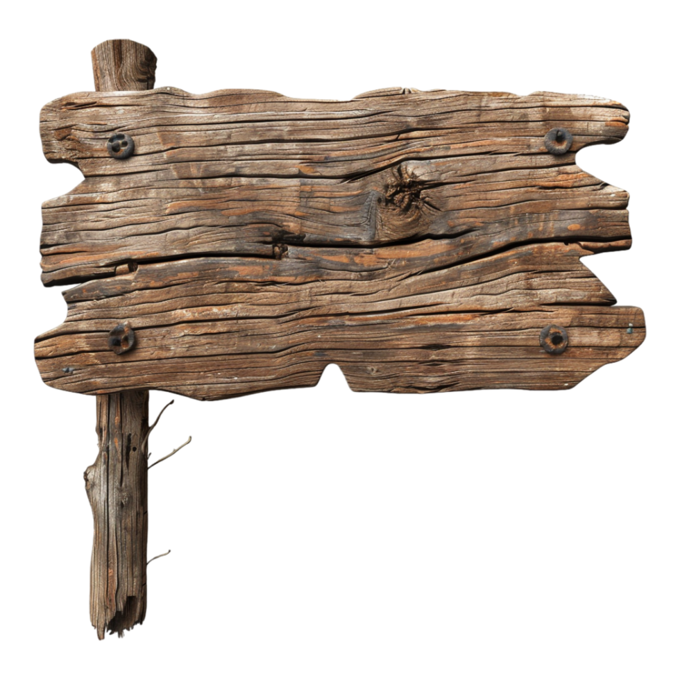 Wooden Sign Board on Transparent Background png