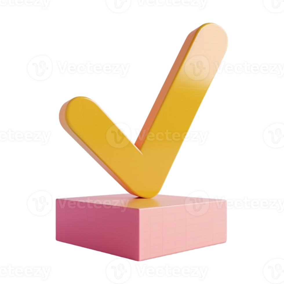 3D Tick Sign on Transparent Background png