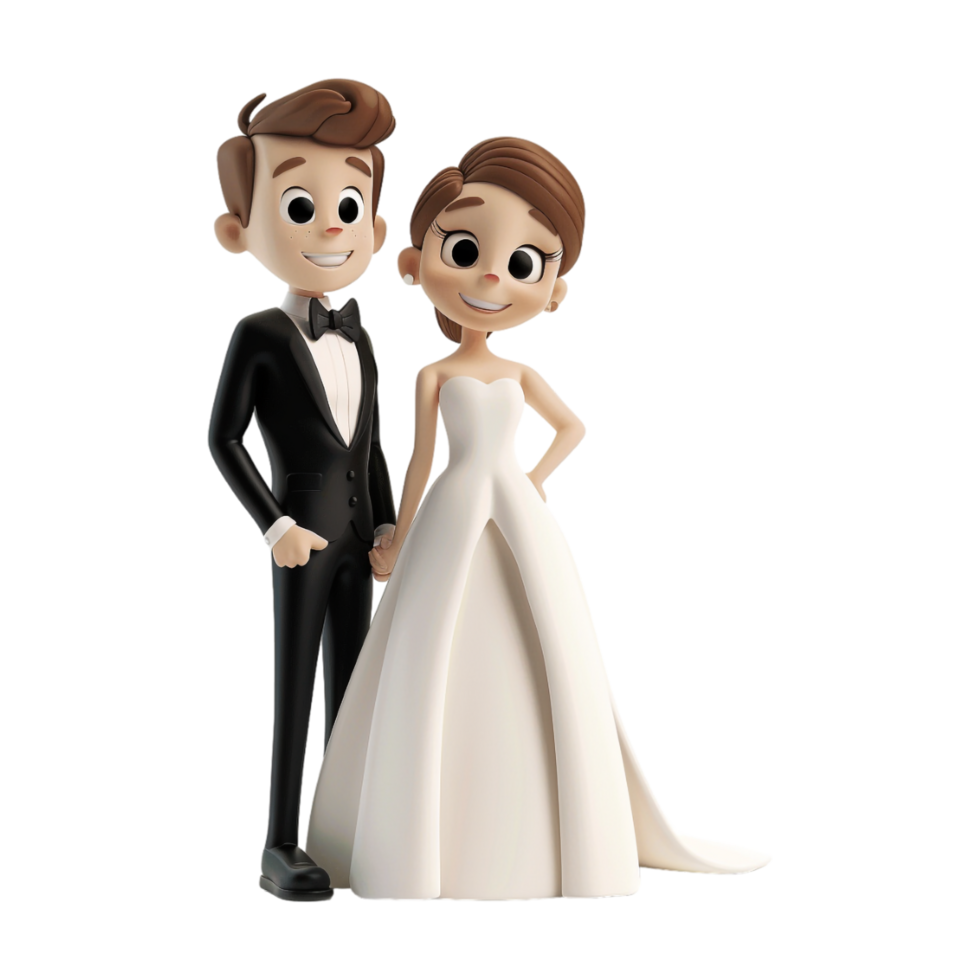 Married Couple Cartoon Standing on Transparent Background png