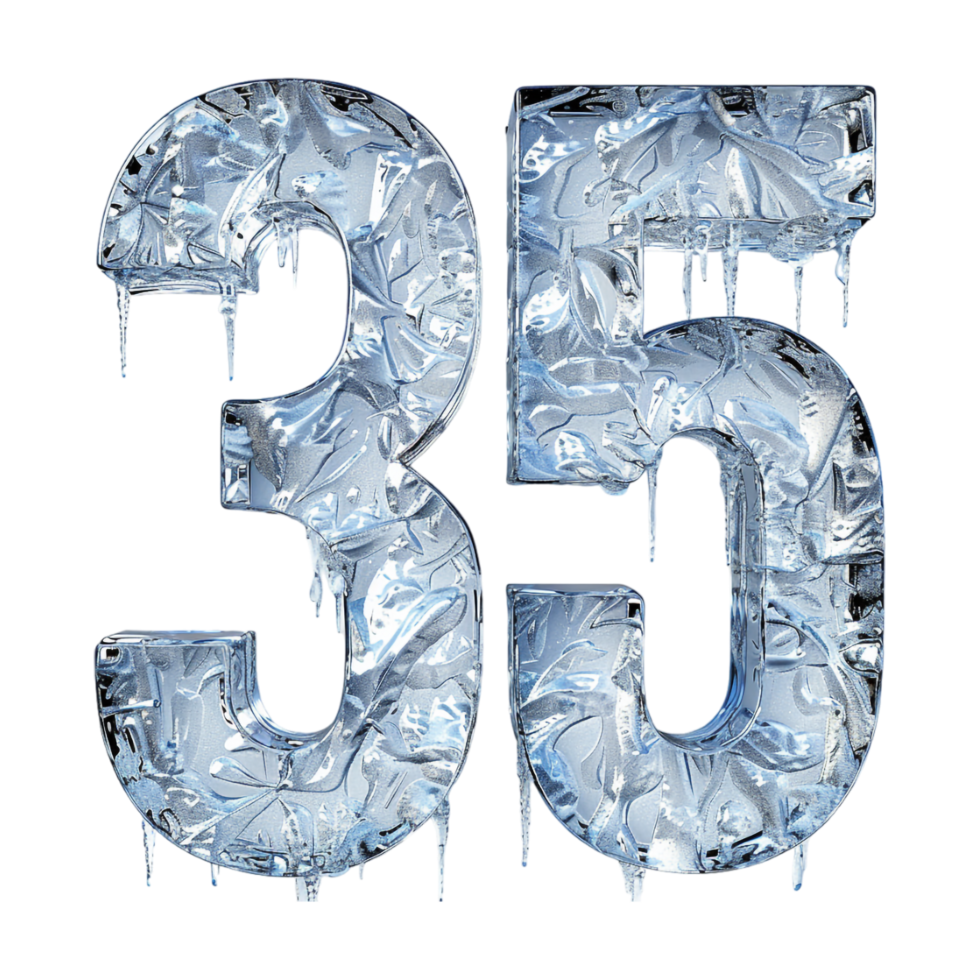 3D Number 35 Text Design on Transparent Background png