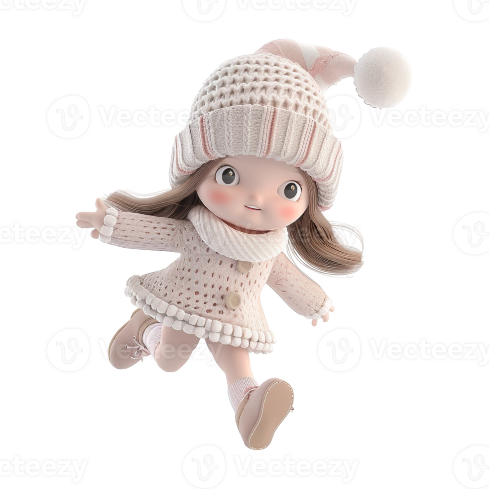 Cute Doll in Happy Mood on Transparent Background png