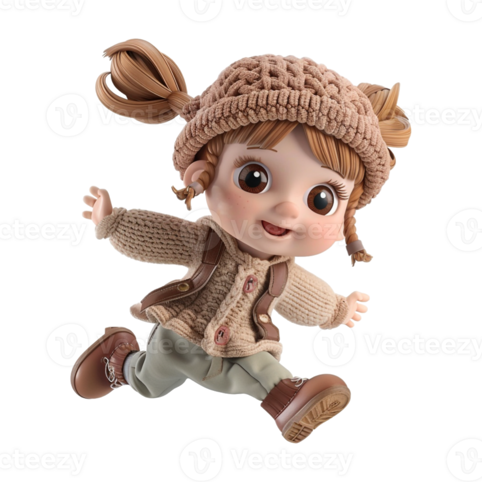 Cute Doll in Happy Mood on Transparent Background png