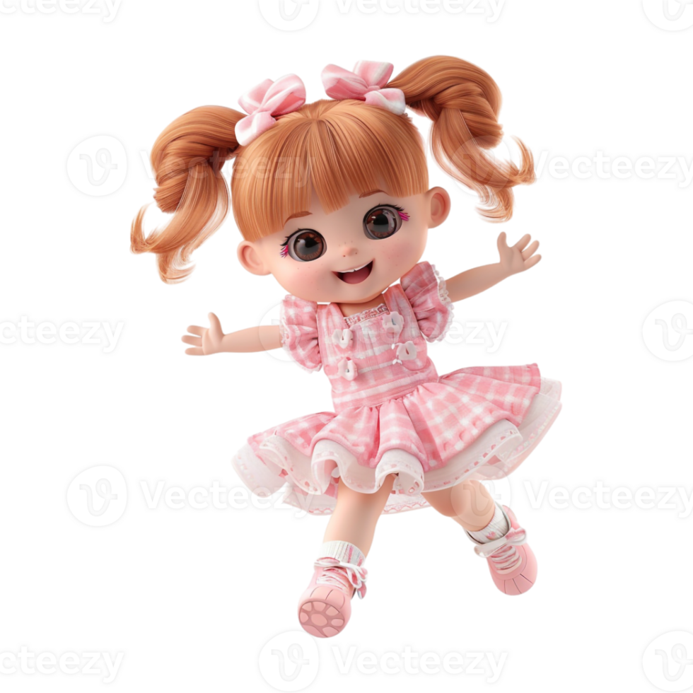 Cute Doll in Happy Mood on Transparent Background png