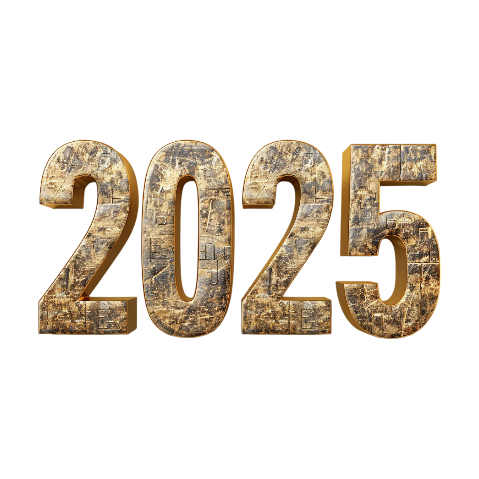 3D Text of 2025 for New Year on Transparent Background 47828867 PNG