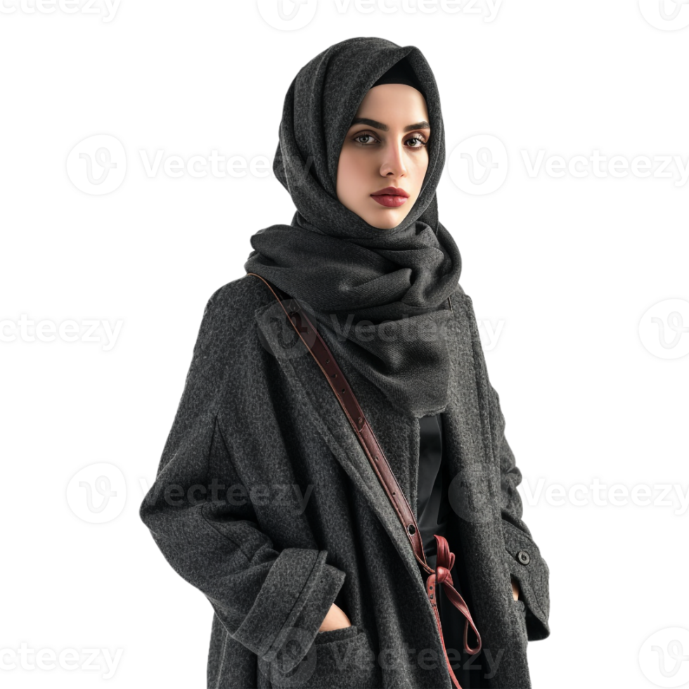 Muslim Girl Wearing Hijab in Happy Mood on Transparent Background png