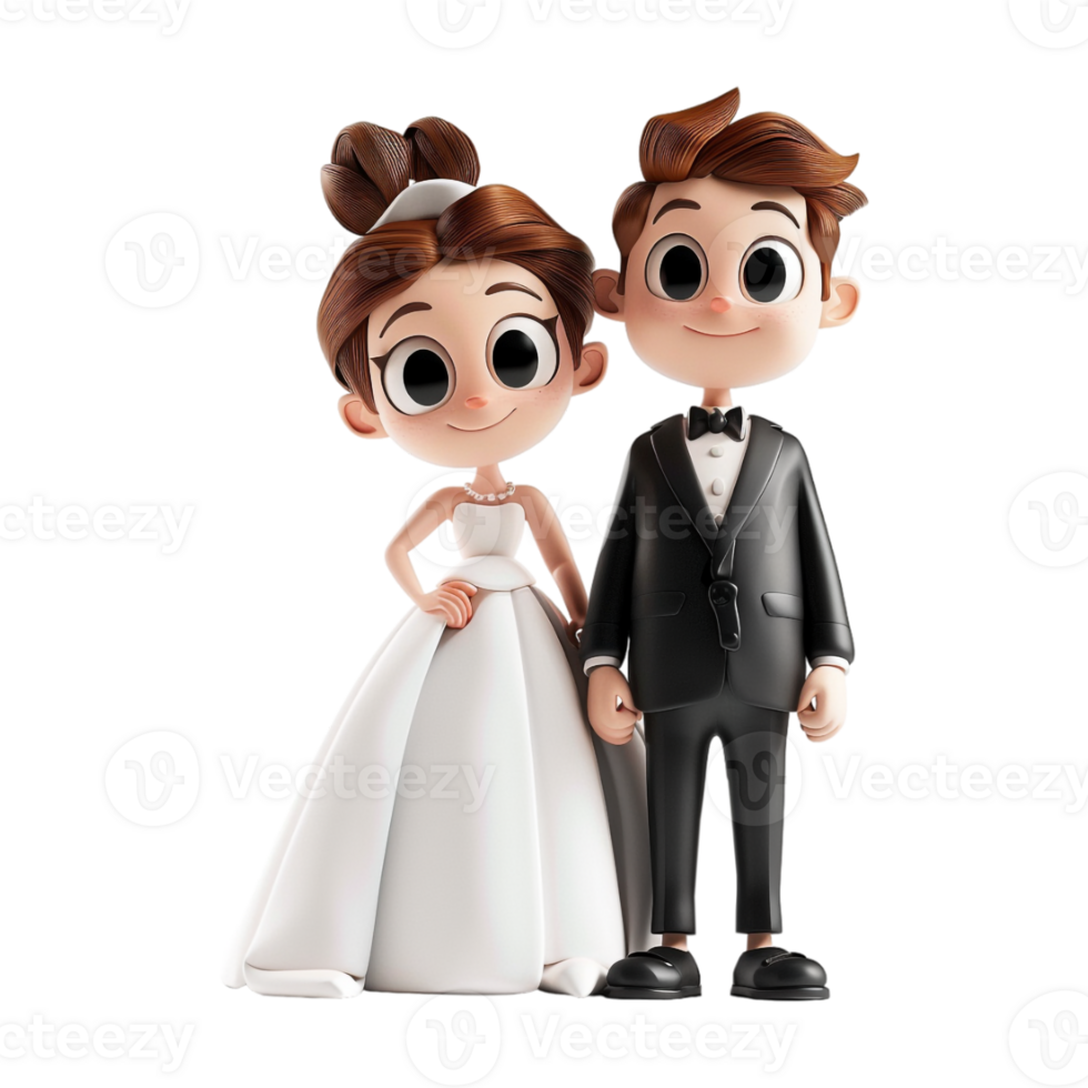 Cute Married Couple Standing on Transparent Background png