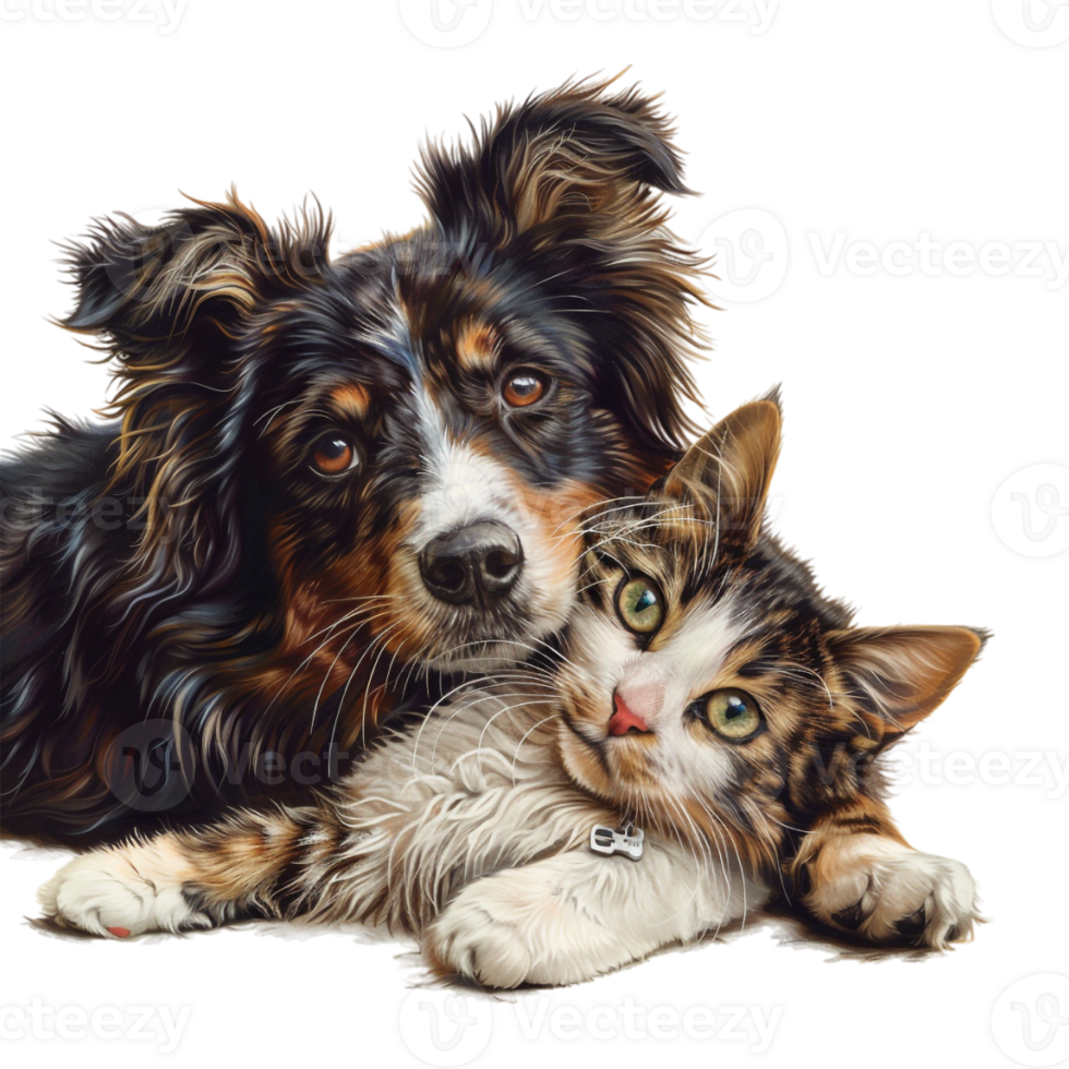 Dog and Cat Sitting on Transparent Background png