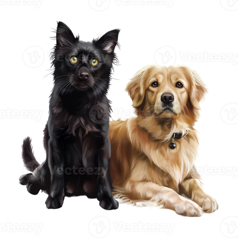 Dog and Cat Sitting on Transparent Background png